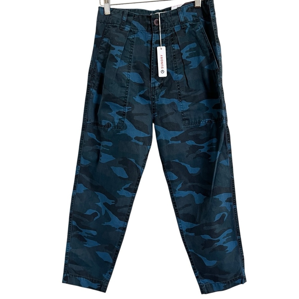 SUNDRY NWT CAMO POCKET PANT - MINERAL WASH BLUE SIZE 25